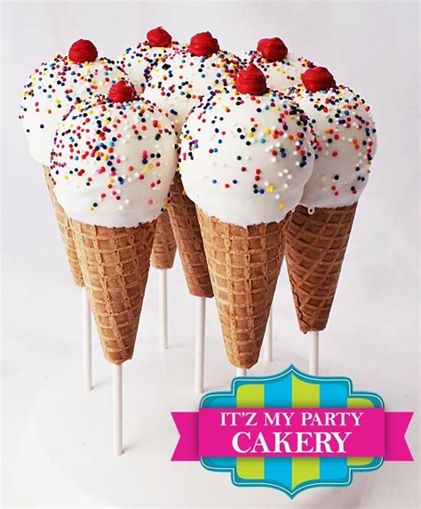 Ice Cream Cone Cake Pops 1 Dozen By It Z My Party Cakery Catch My Party