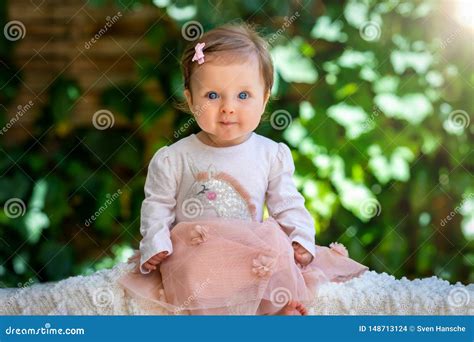 Portrait Of A Blue Eyed Baby Girl Stock Photo Image Of Baby