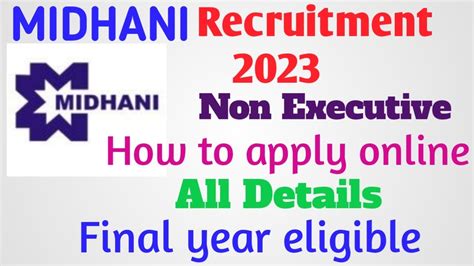 Midhani Non Executive Recruitment How To Fill Form Online Of