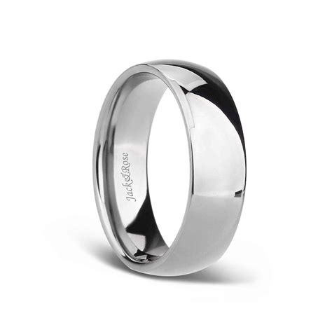 White Plain Titanium Wedding Bands For Men Women With Dome Polished 2m