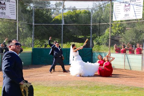 Baseball Wedding Picture On The Field Baseball Wedding Ideas