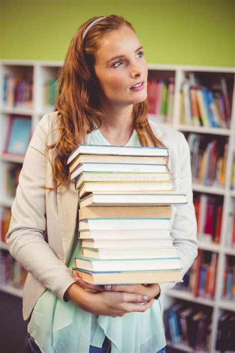 Thoughtful Teacher At Library Stock Image Image Of Sitting Academic