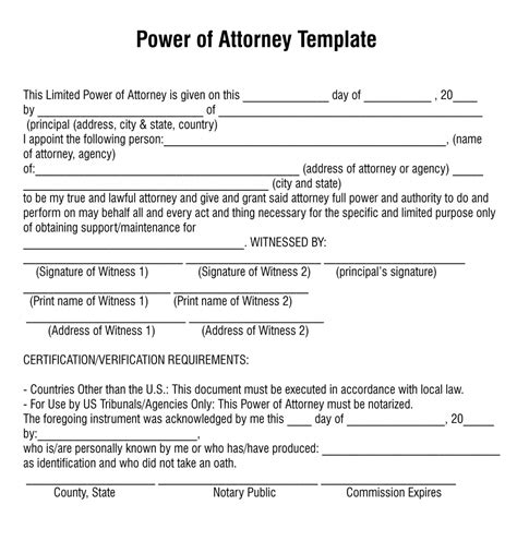 Free Power Of Attorney Template Pdf