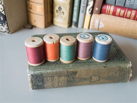 Wooden Thread Spools Assorted Colors Sewing Cotton Rustic Industrial ...