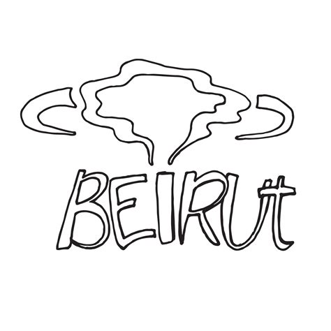 stock illustration. Beirut inscription and explosion cloud. symbol of