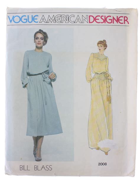 Retro 1980s Sewing Pattern 80s Vogue American Designer Bill Blass Pattern No 2008 Womens