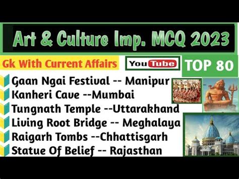 Indian Art Culture 2023 Top 80 MCQ On Art Culture Heritage