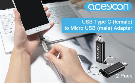 Aceyoon Adattatore Micro Usb A Usb C 2 Pezzi Connettore Usb C Femmina A Micro Usb Maschio