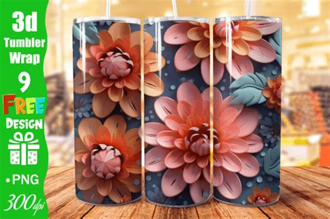 3d Flowers 20 Oz Skinny Tumbler Graphic By Qasimgraphic1 · Creative Fabrica