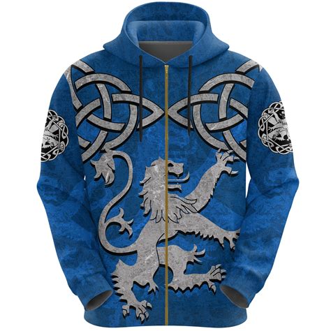 Scottish Lion Celtic Knot Zip Hoodie K4 Art Hoodie