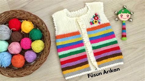 KOLAY BEBEK ÇOCUK RENKLİ ÖRGÜ YELEK MODELİ 1 12 YAŞ ARTAN