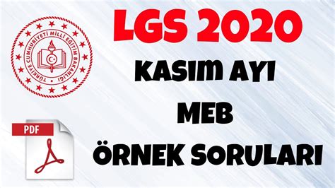 LGS 2020 KASIM AYI MEB ÖRNEK SORULARI YouTube