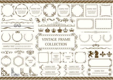 Brown Vintage Frame, Border and Corner Set 954079 Vector Art at Vecteezy