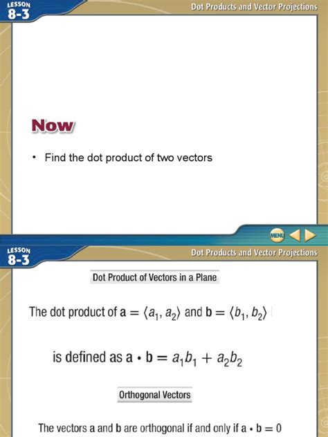 Dot Product of Vectors | PDF