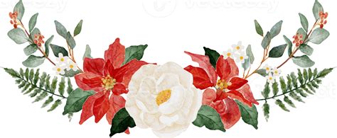 Watercolor Christmas Poinsettia Flower Bouquet Elements 11996884 Png