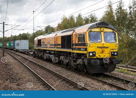 Freightliner Intermodal Class 66 With Shipping Container Train Editorial Photography Image Of