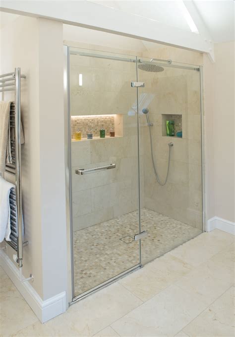 Shower With Recessed Lighting Alcove Shower Enclosure Bathroom Interior Large Shower