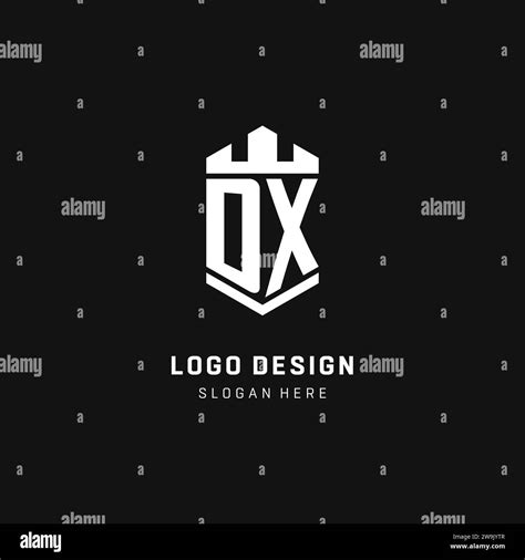 Dx Monogram Logo Initial With Crown And Shield Guard Shape Style Vector