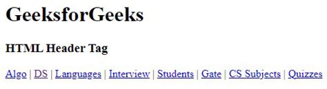 Html Header Tag Geeksforgeeks
