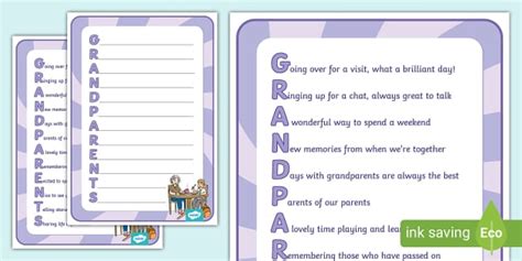 Grandparents Acrostic Poem Example Teacher Made Twinkl