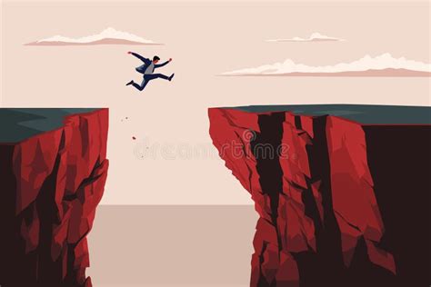 Businessman Jumping Over The Abyss Stock Vector Illustration Of