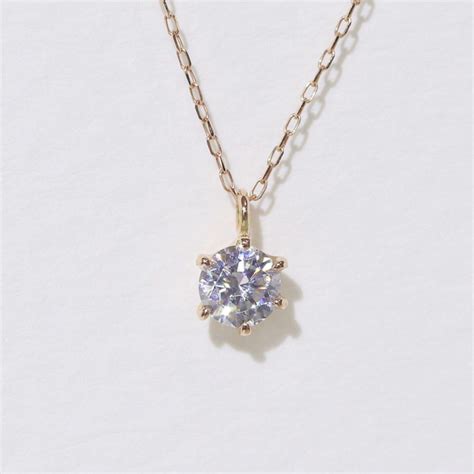 K10pg 一粒ダイヤモンド 02ct 6本爪 ネックレス ペンダント ピンクゴールド ネックレス・ペンダント Ohane Jewelry