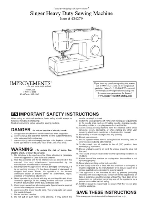 Singer Heavy Duty Sewing Machine Instruction Manual | Download Free PDF ...