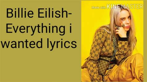 Billie Eilish Everything I Wanted Lyrics Youtube