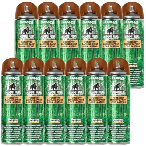 Spray Farba do znakowania drewna brązowa 12x 500ml Ampere Mensura pl