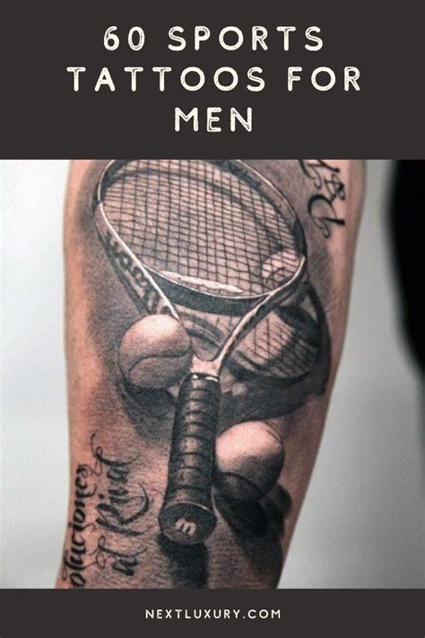 A Man With Tattoos On His Arm Holding A Tennis Racquet And The Words 60