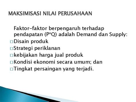 OPTIMISASI EKONOMI Pendahuluan Ekonomi Manajerial Sebagai Penerapan Teori