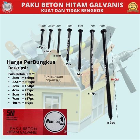 Jual SAS MARABU PAKU BETON HITAM GALVANIS HARGA 1 PAK PAKU BETON MURAH