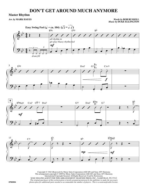 Don T Get Around Much Anymore Arr Mark Hayes Master Rhythm Sheet