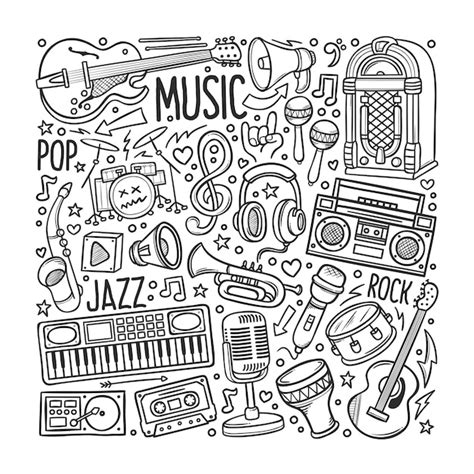 Premium Vector Hand Drawn Set Of Music In Doodles