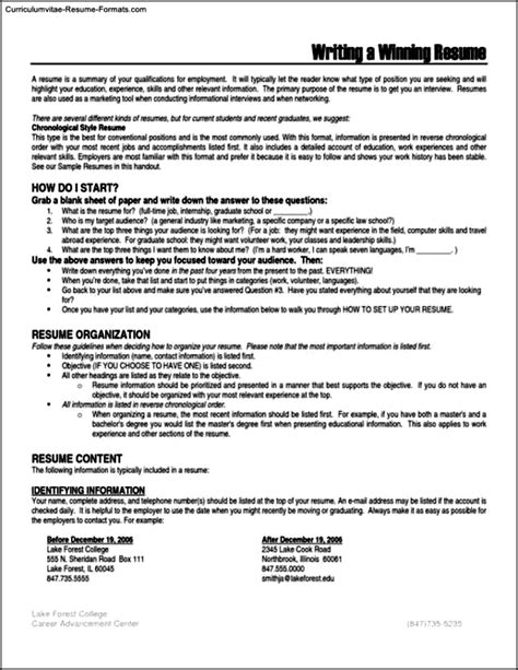 Winning Resumes Templates Free Samples Examples And Format Resume