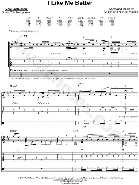 Joni Laakkonen I Like Me Better Guitar Tab In A Major Download