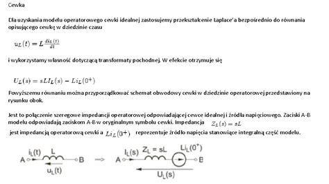 Modele Operatorowe Elementw Obwodu Transmitancja Operatorowa Obwodw Metoda