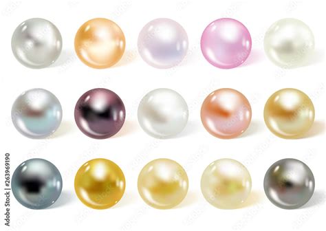 Realistic different colors pearls set. Stock Vector | Adobe Stock