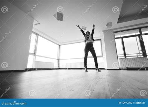 Young Business Woman Throw Papers In Air Stock Photo Image Of Office