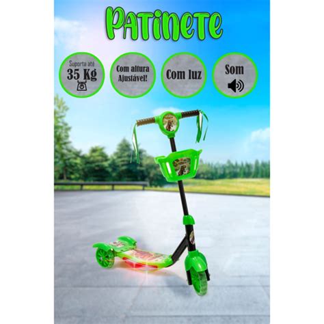 Patinete 3 Rodas Musical E Luzes Dinossauro Dm Toys No Shoptime