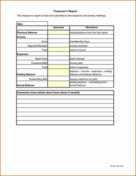 Club Treasurer Report Sample