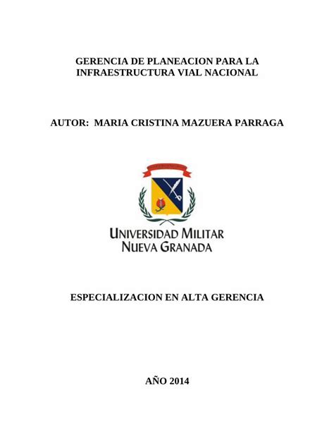 Pdf Gerencia De Planeacion Para La Infraestructura Vial En