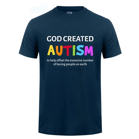 Gildan God Created Autism Funny Quote Autism Tshirt In T Shirts From