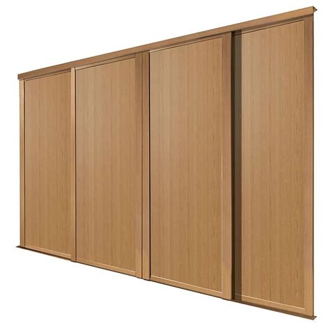 Shaker Natural Oak Effect 4 Door Sliding Wardrobe Door Kit H2223mm W610mm Diy At Bandq