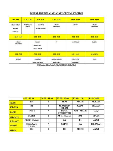 Jadual Harian Anak Pdf