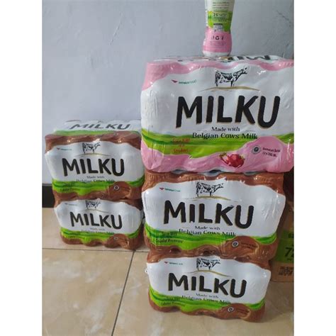 Jual Milku Susu UHT 200ml Rasa Coklat Strawberry Shopee Indonesia