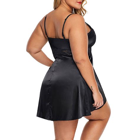 Sexy Women Lingerie Lace Satin Nightdress Babydoll Nightwear Sleepwear Plus Size Ebay