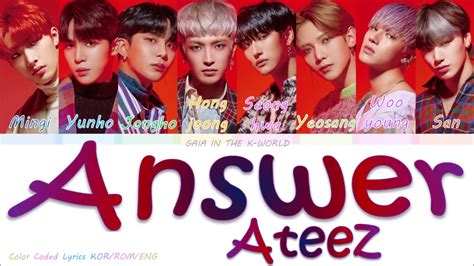 Ateez Answer Lyrics Color Coded Lyrics Kor Rom Eng Youtube