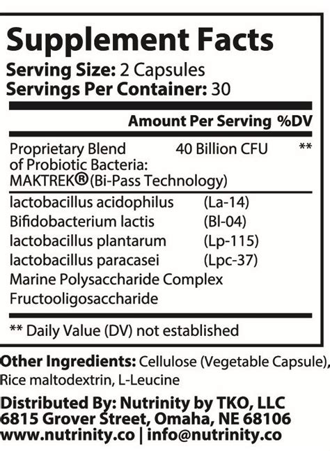 Probiotic 40 Billion Cfu 60 Capsules Nutrinity