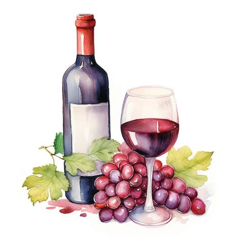 Desenho De Ilustra O Em Aquarela De Vinho Tinto E Ta As Vetor Premium